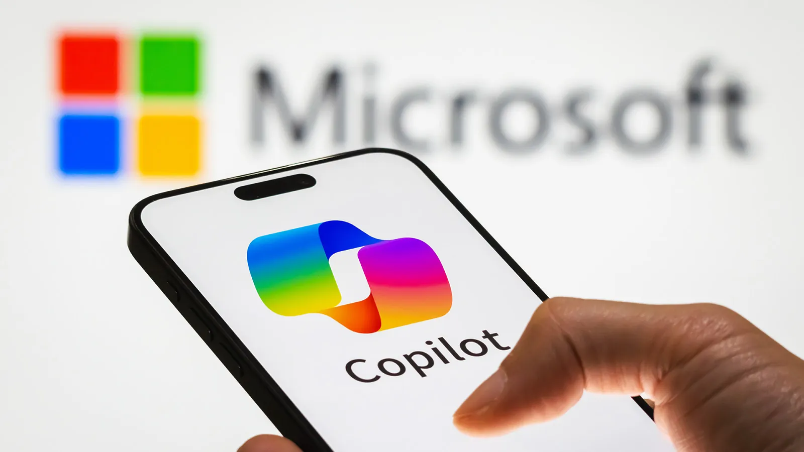 Microsoft Copilot logo on a phone screen